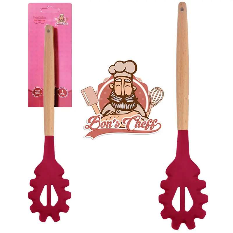 PEGADOR DE MASSAS DE SILICONE VINHO CABO MADEIRA BONS CHEFF 31X6,5CM NA CARTELA