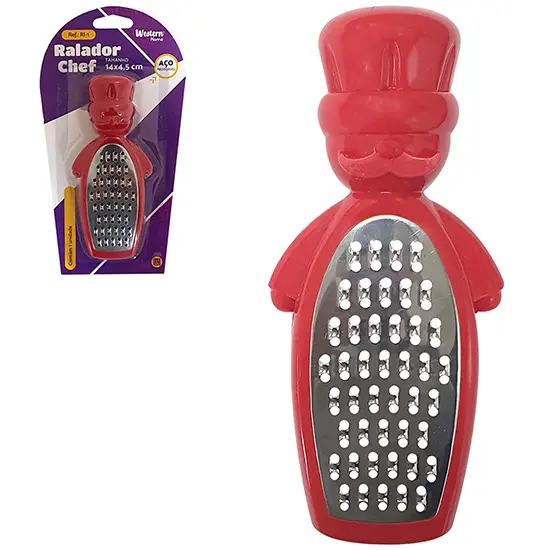 RALADOR DE INOX 1 FACE CHEF 14X4,5CM NA CARTELA