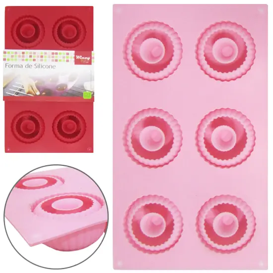 FORMA DE SILICONE RETANGULAR COM 6 CAVIDADES COLORS 29X17CM