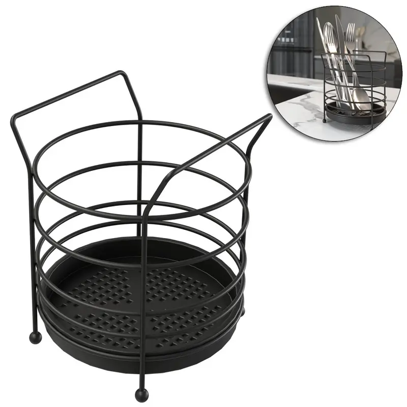 PORTA TALHER / ESCORREDOR DE TALHER ARAMADO REDONDO BLACK 16X13CM DE Ø