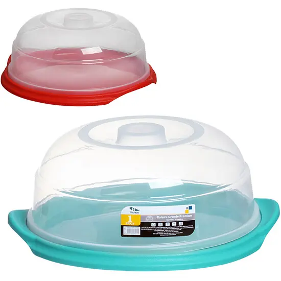 BOLEIRA DE PLASTICO COM TAMPA PREMIUM COLORS 32CM DE Ø