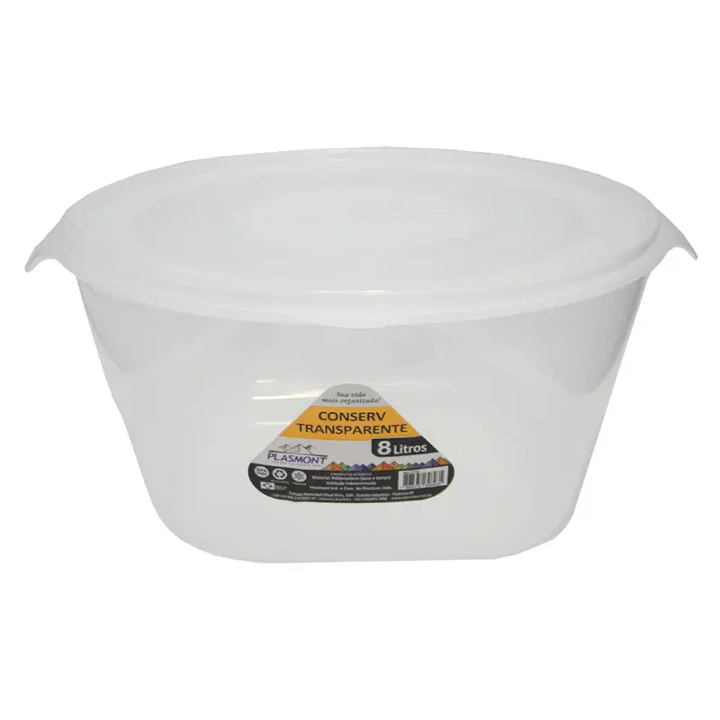 CONSERV DE PLASTICO REDONDO COM ALCA + TAMPA 8L