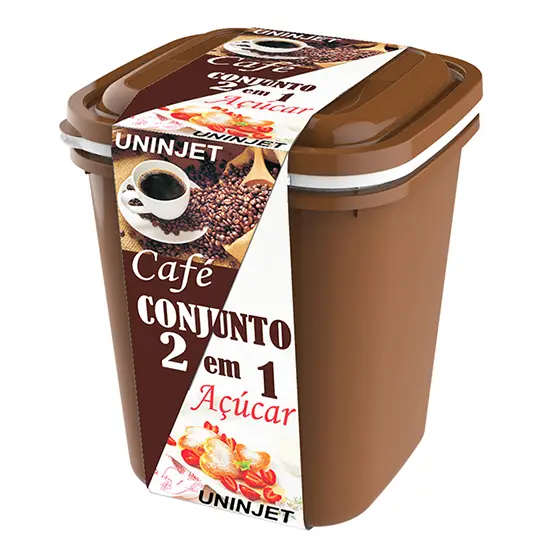 CONJUNTO DE POTE DE PLASTICO QUADRADO PARA CAFE / ACUCAR 2 PECAS 1,9L