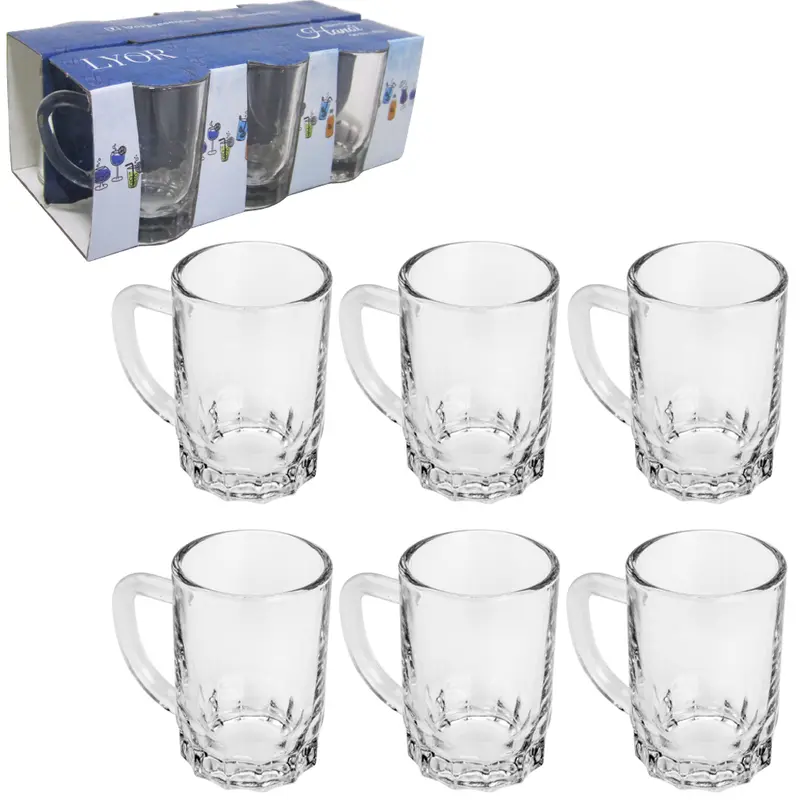 JOGO DE CANECA XICARA DE VIDRO PARA CAFE / CAPPUCCINO HANOI COM 6 PECAS 80ML NA CAIXA