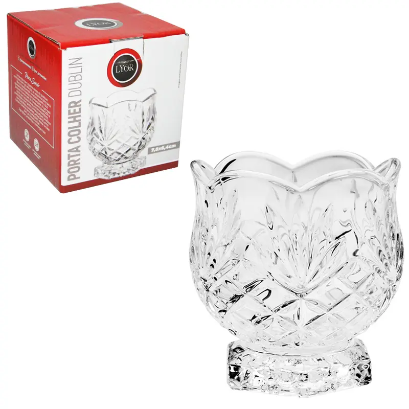 PORTA TALHER DE VIDRO CRISTAL DUBLIN 8,4X7,8CM DE Ø NA CAIXA