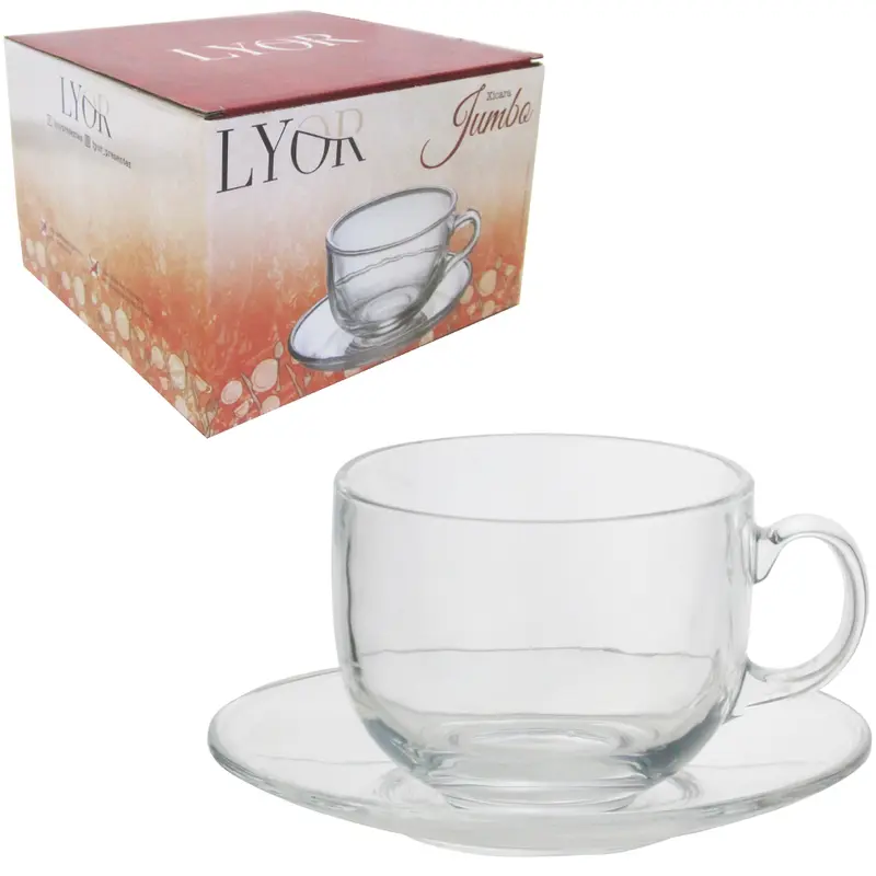 CANECA DE VIDRO JUMBO 500ML COM PIRES 17CM DE Ø NA CAIXA
