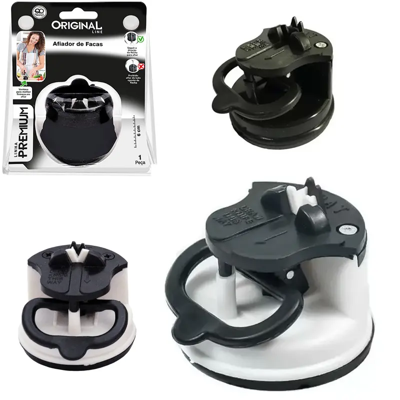 AFIADOR AMOLADOR DE FACA REDONDO COM BASE DE VENTOSA PREMIUM 6,5X6CM DE Ø