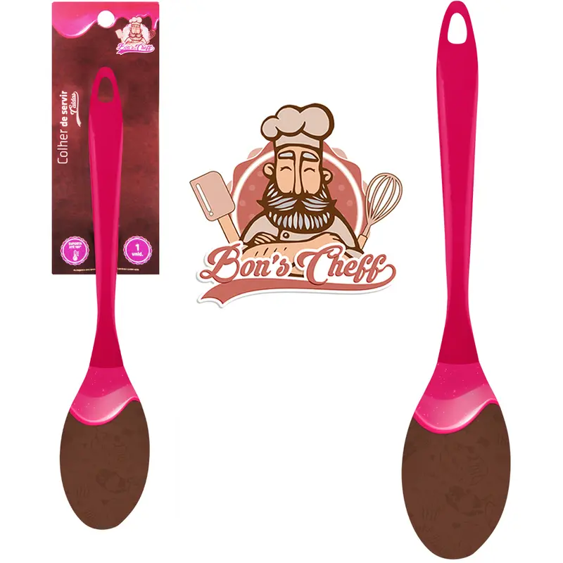 COLHER DE ARROZ DE SILICONE CALDAS MORANGO CABO ACRILICO BONS CHEFF 30,5X6CM