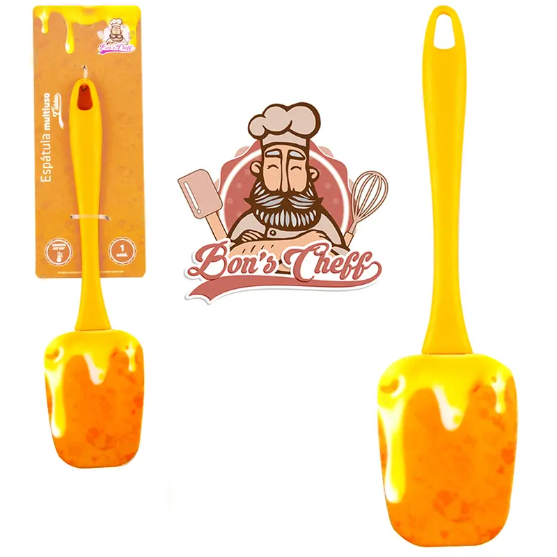 ESPATULA MULTIUSO DE SILICONE CALDAS CARAMELO CABO ACRILICO BONS CHEFF 24X6CM