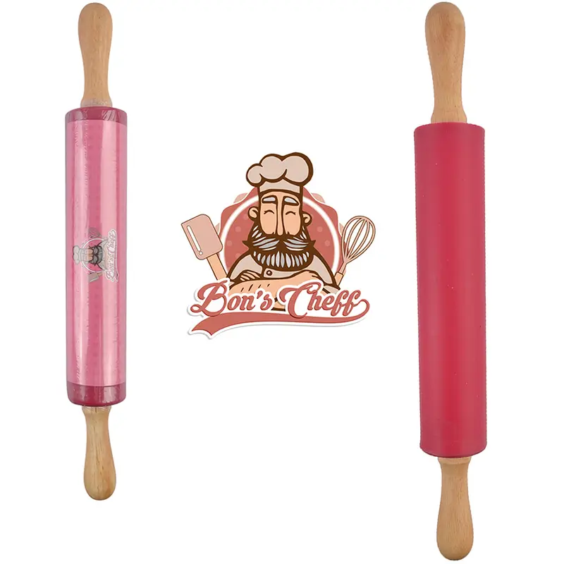ROLO PARA MASSA DE SILICONE VINHO CABO MADEIRA BONS CHEFF 42X5,2CM DE Ø