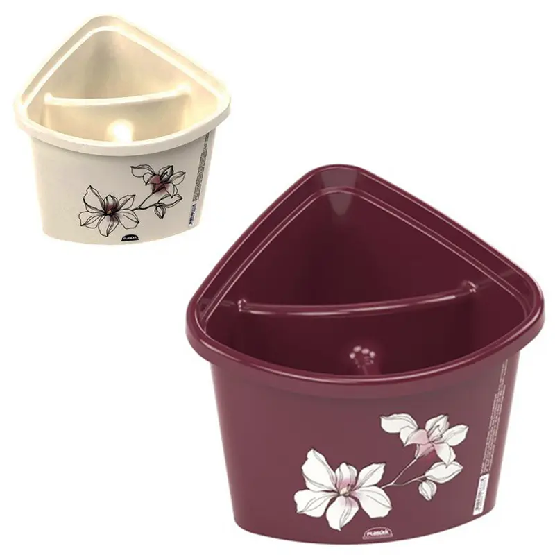PORTA TALHER / ESCORREDOR DE TALHER DE PLASTICO COM 3 DIVISORIAS ORQUIDEAS 18X15X15CM