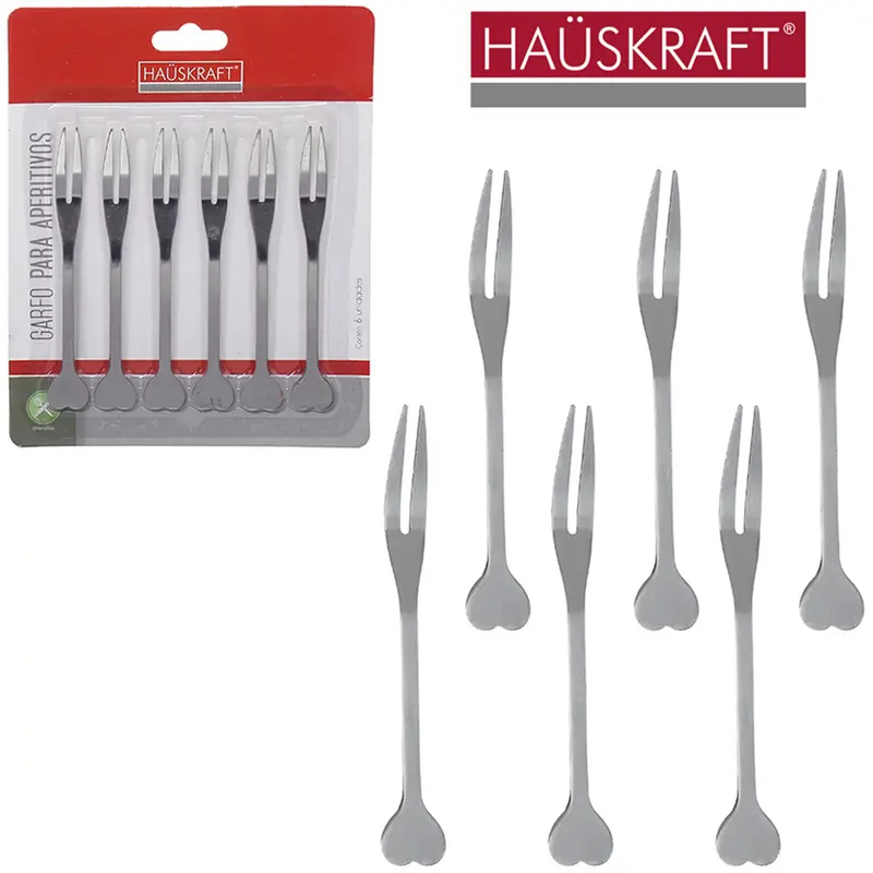 GARFO / GARFINHO DE INOX PARA FRUTAS E PETISCOS HAUSKRAFT COM 6 PECAS 10,6CM