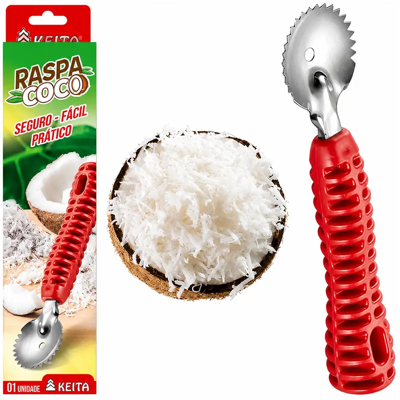 RASPA COCO DE INOX CABO PLASTICO 17,5X4,2CM NA CAIXA