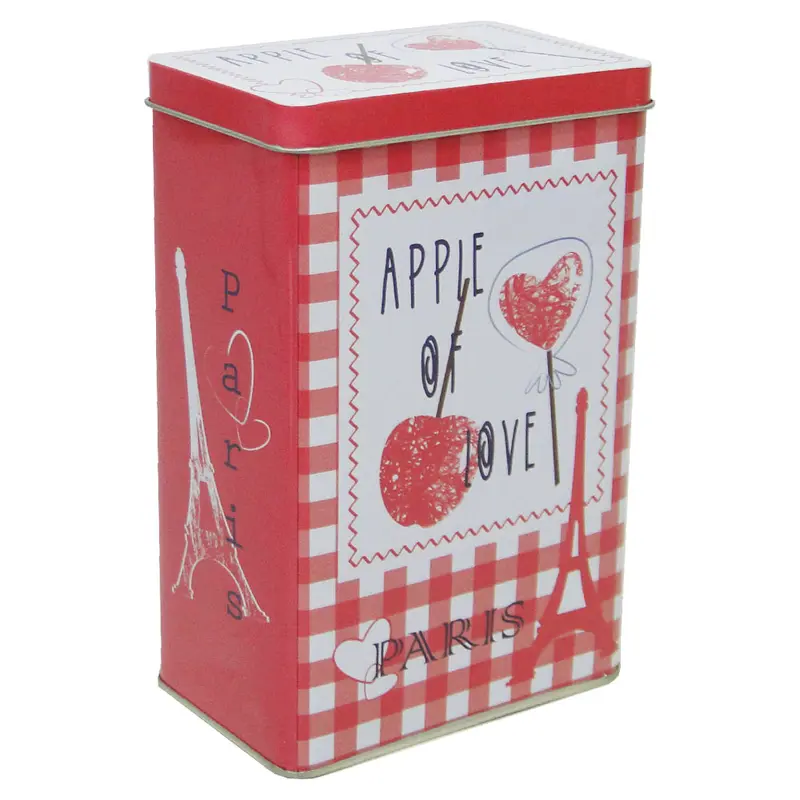 POTE DE LATA RETANGULAR PARIS APPLE OF LOVE COM TAMPA 1,7L