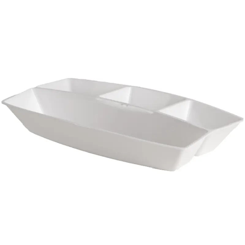 PETISQUEIRA DE PLASTICO RETANGULAR COM 4 DIVISORIAS LE CHEF BRANCO 1500ML 30X19,5X5CM