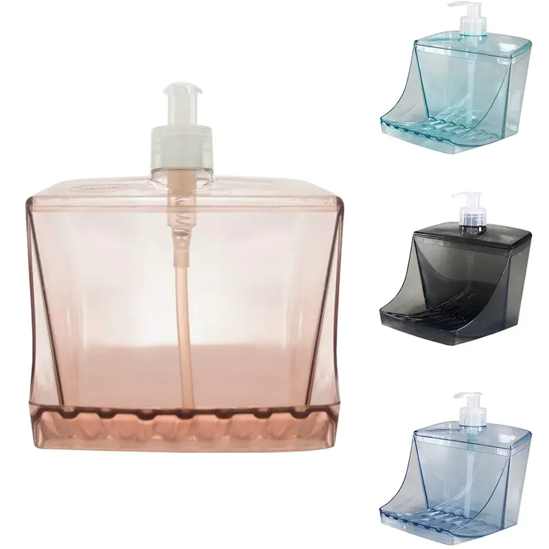 DISPENSER PORTA DETERGENTE / ESPONJA DE ACRILICO TRANSCOLOR 500ML 15X15X12CM