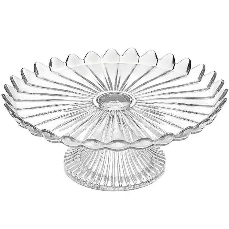 PRATO DE VIDRO PARA BOLO / DOCES COM PE PETALAS DE JASMIN 10X24,5CM DE Ø