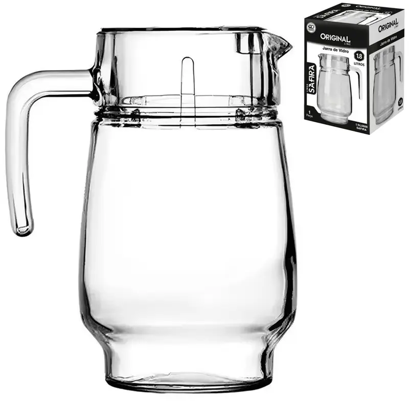 JARRA DE VIDRO COM TAMPA DE ACRILICO CRYSTAL 1,8L