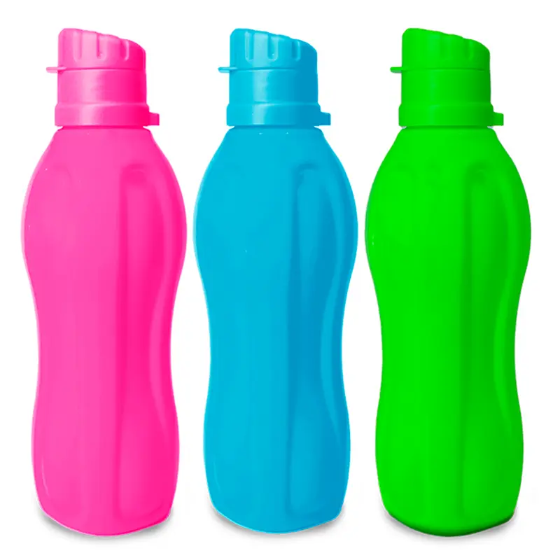 GARRAFA SQUEEZE DE PLASTICO PET FACEATA NEON COM TAMPA 600ML STTW