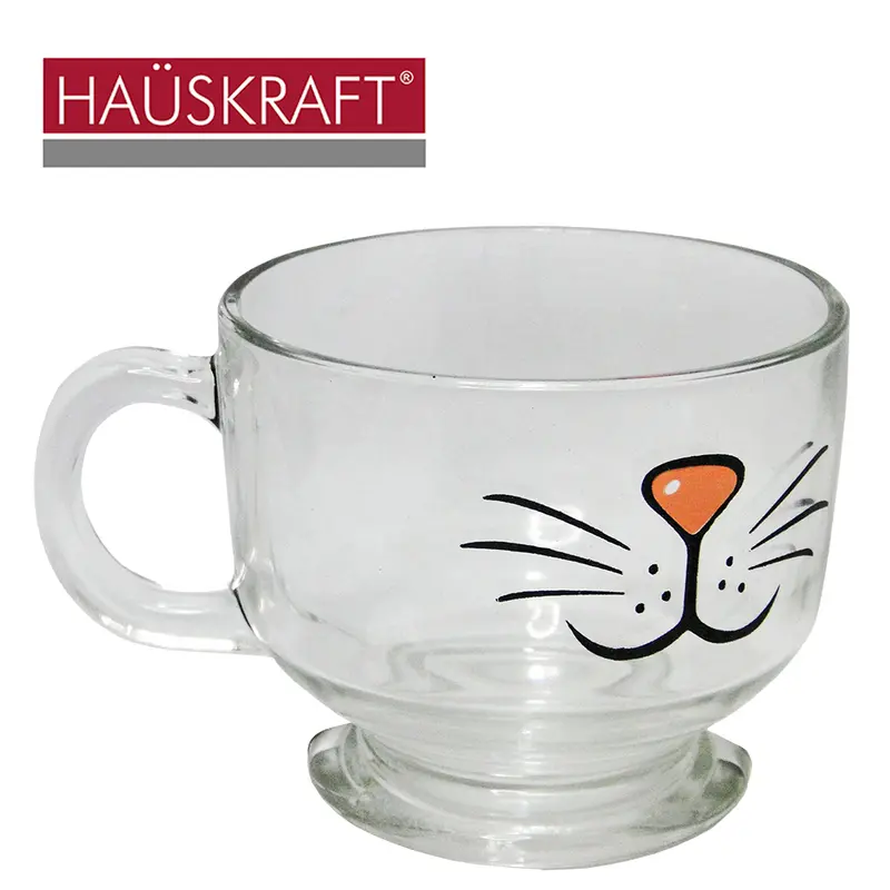 CANECA DE VIDRO JUMBO CAT HAUSKRAFT 500ML