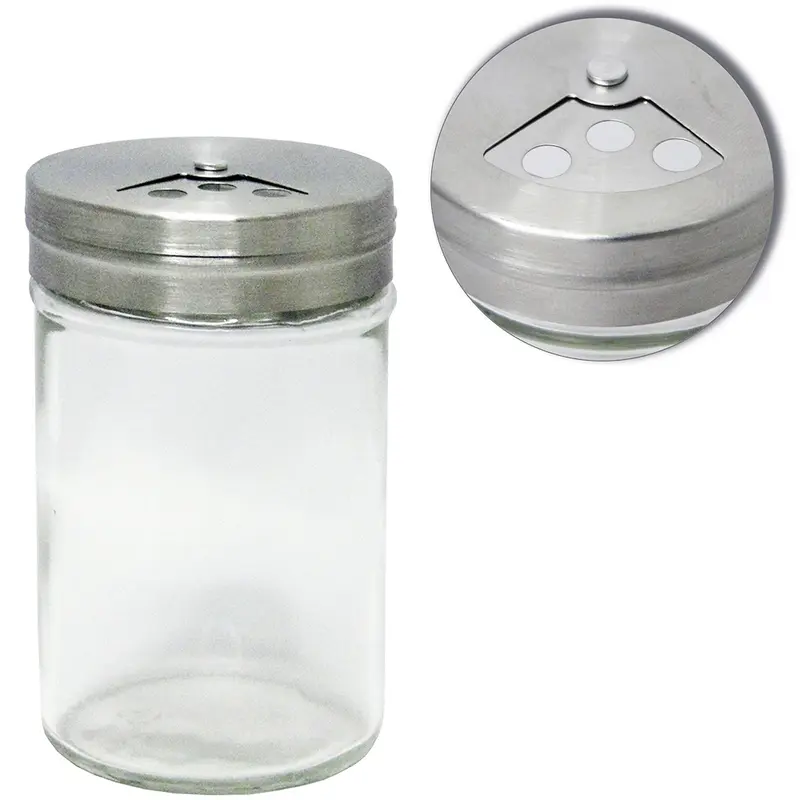 PORTA CONDIMENTO / QUEIJEIRA DE VIDRO COM TAMPA INOX 80ML