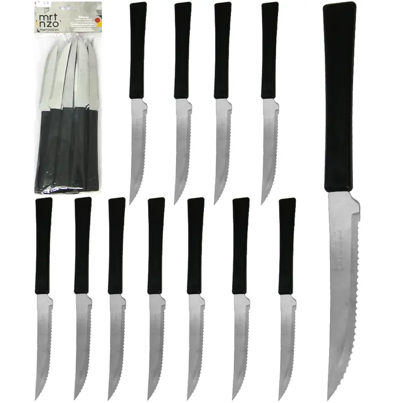 FACA DE CHURRASCO DE INOX 4'' UNA COM 12 PECAS