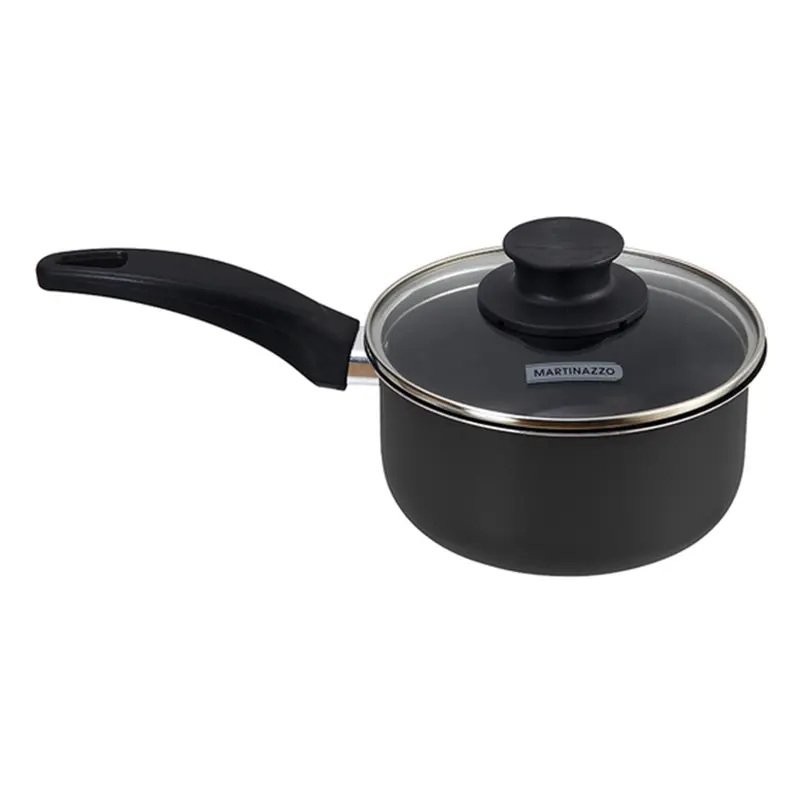 PANELA ANTIADERENTE COM TAMPA DE VIDRO TROPICOS PRETA 9X16CM DE Ø 1,5 L