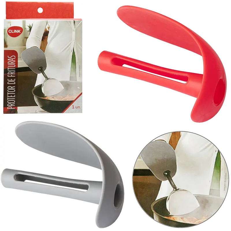 LUVA / PROTETOR DE FRITURA DE PLASTICO CINZA / VERMELHO 12X11X9,5CM NA CAIXA