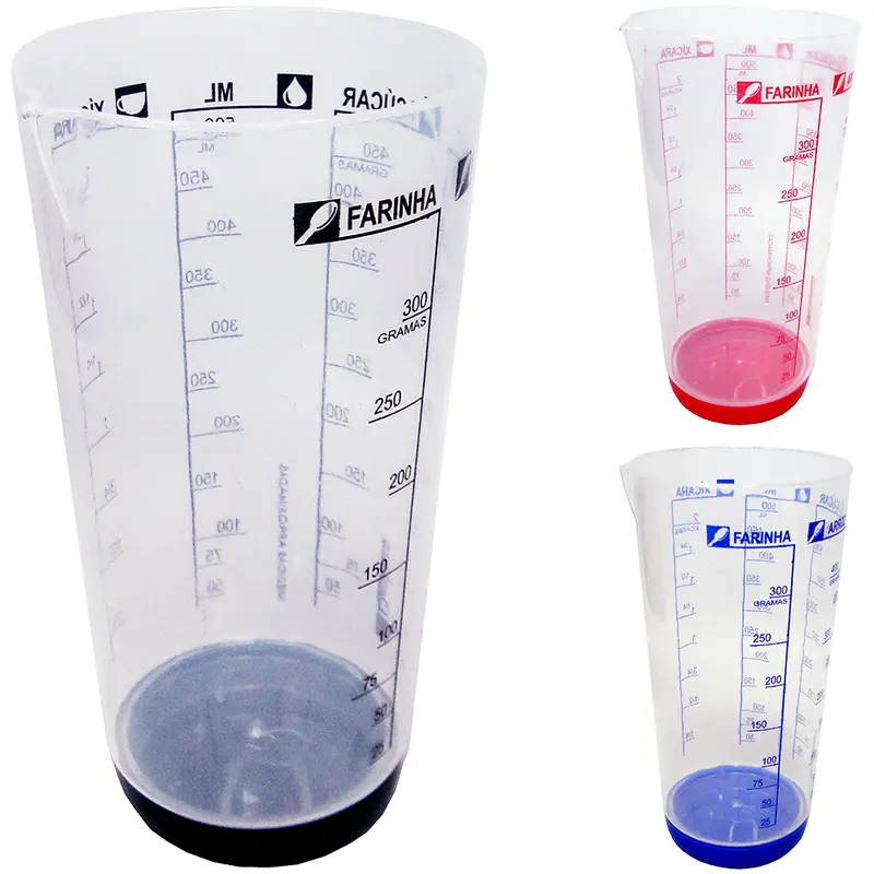 COPO DE MEDIDA / DOSADOR GRADUADO DE PLASTICO COM BICO + BASE COLORS 500ML