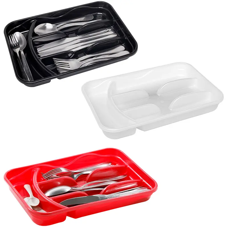 PORTA TALHER DE GAVETA DE PLASTICO COLORS COM 4 DIVISORIAS 31X20,5X4CM