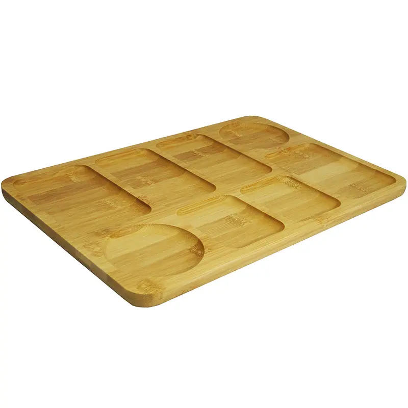 BANDEJA PETISQUEIRA DE BAMBU RETANGULAR COM 8 DIVISORIAS 34X23CM