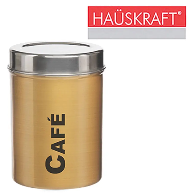 POTE DE INOX REDONDO CAFE DOURADO COM TAMPA VIENA HAUSKRAFT 600ML
