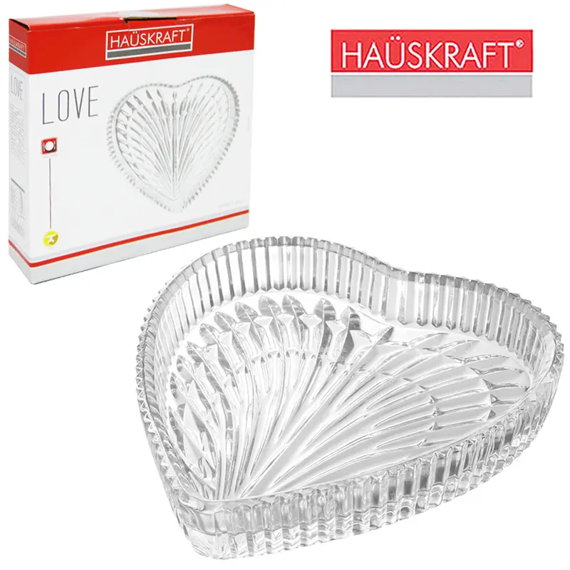 PETISQUEIRA DE VIDRO CRISTAL CORACAO LOVE HAUSKRAFT 18,8X18X3,4CM NA CAIXA