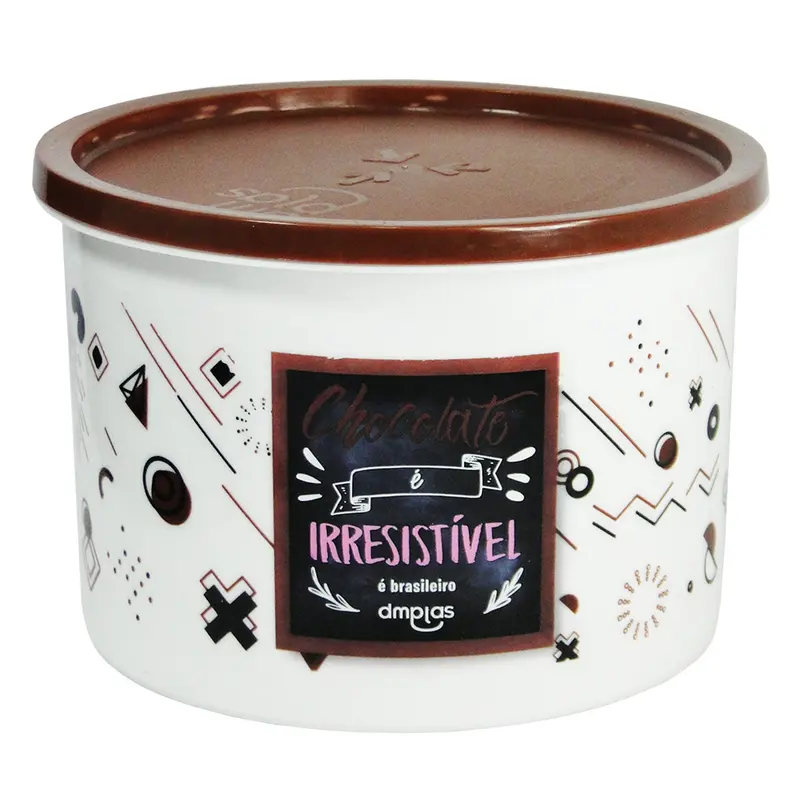 ORGANIZADOR DE PLASTICO REDONDO CHOCOLATE COM TAMPA 1,8L
