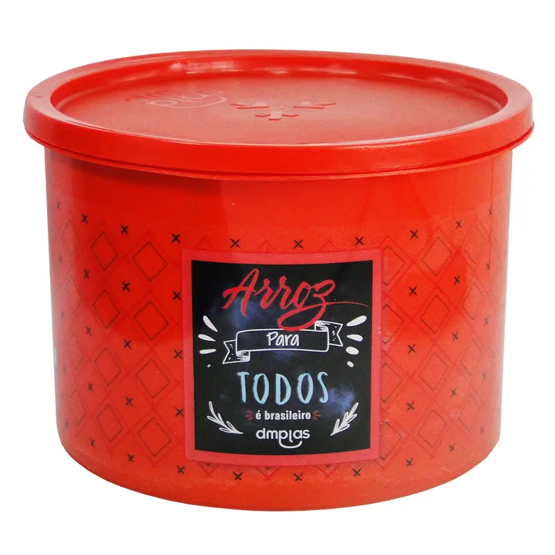 ORGANIZADOR DE PLASTICO REDONDO ARROZ COM TAMPA 1,8L