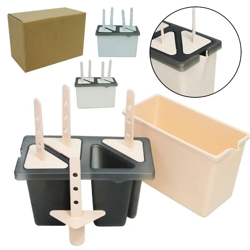 FORMA DE PLASTICO PARA PICOLE / SORVETE COM 4 CAVIDADES CABO COLORS 14X11X7CM NA CAIXA