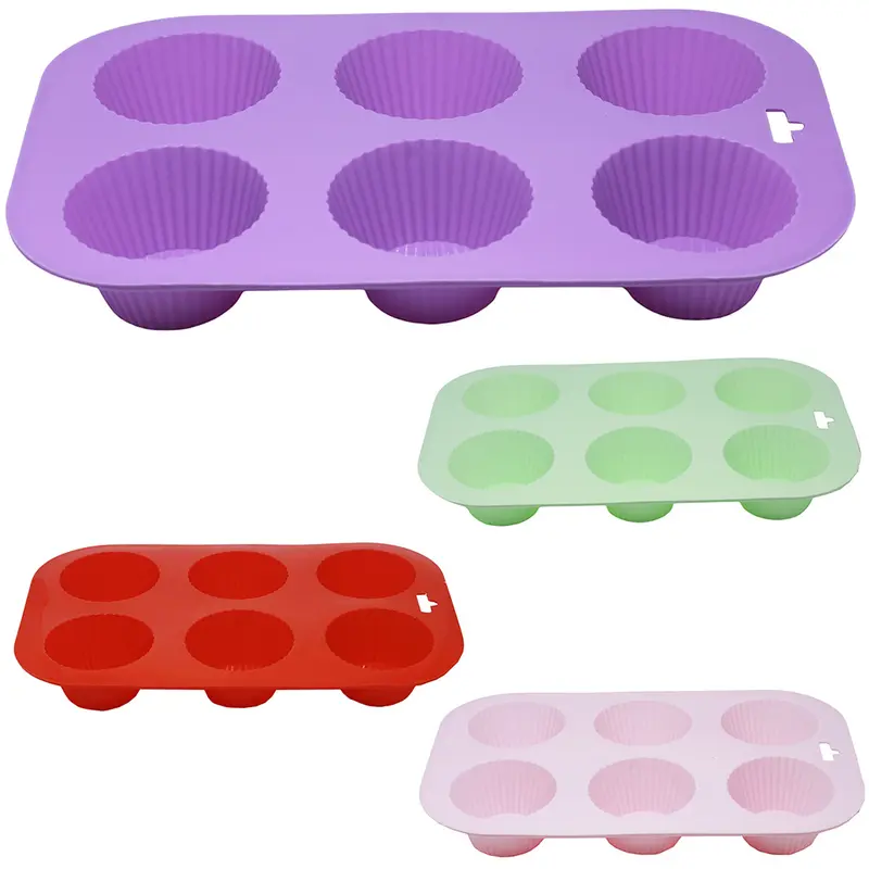 FORMA DE SILICONE RETANGULAR PARA CUPCAKE COM 6 CAVIDADES 25,5X16X3,5CM