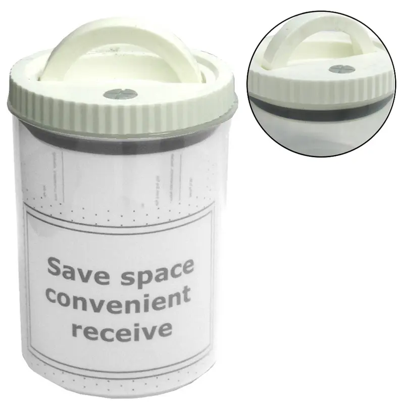 POTE DE PLASTICO REDONDO EMPILHAVEL COM TAMPA HERMETICA + ALCA 600ML
