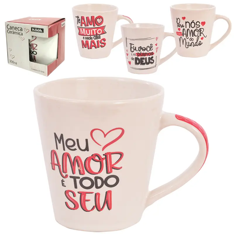 CANECA DE PORCELANA FRASES 300ML