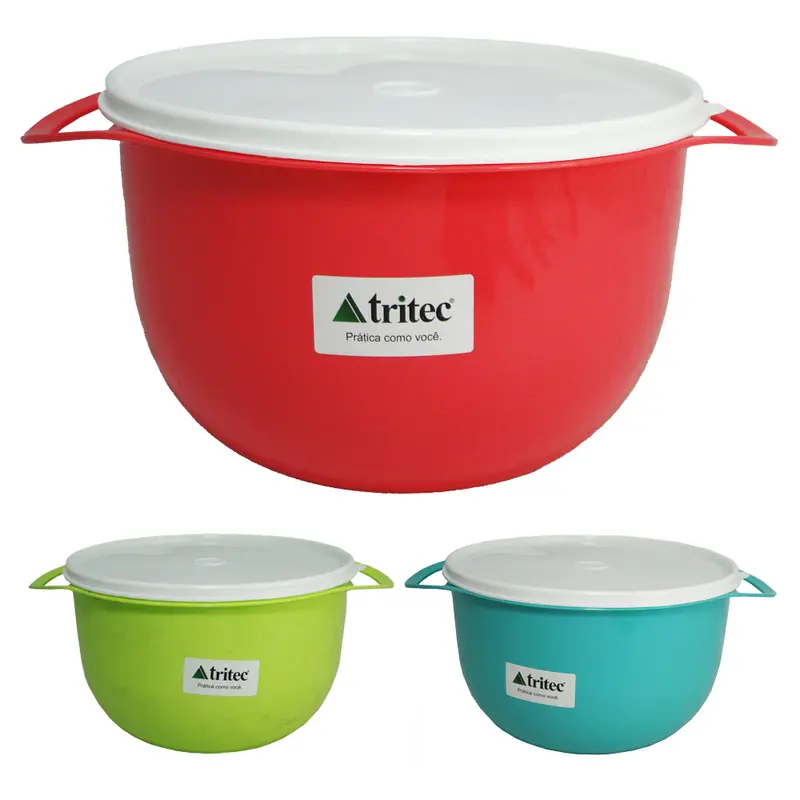 BACIA DE PLASTICO REDONDA COM ALCA + TAMPA 3,6L