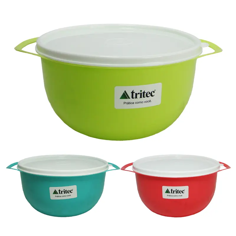 BACIA DE PLASTICO REDONDA COM ALCA + TAMPA 1,2L