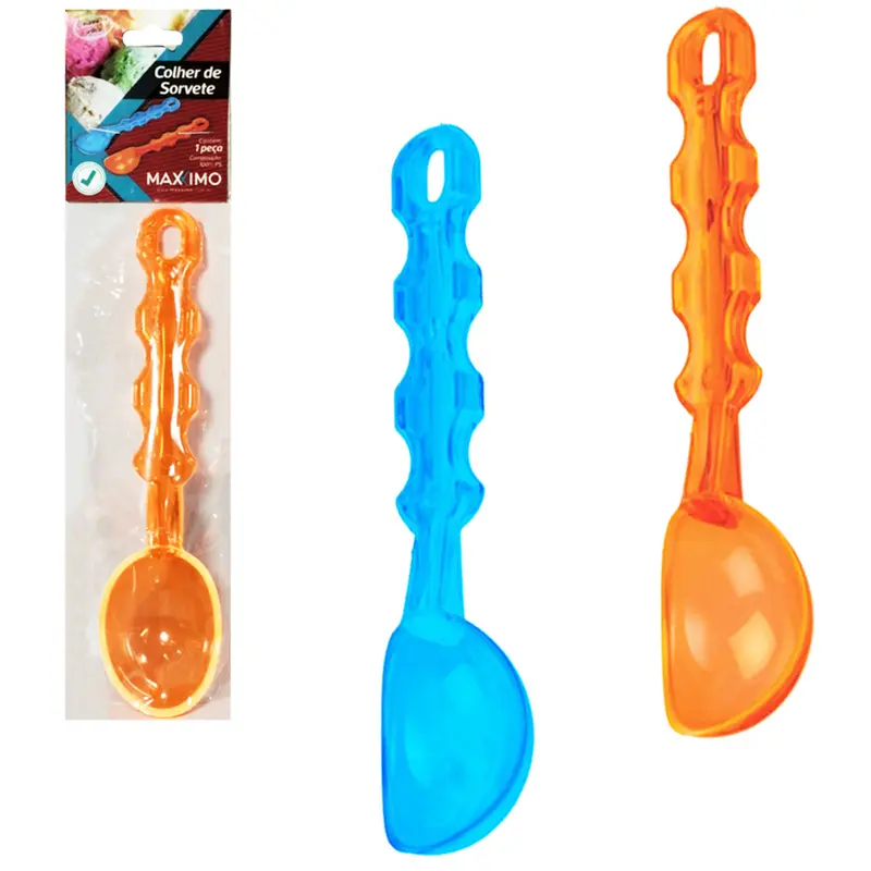 COLHER/ CONCHA DE SORVETE DE ACRILICO TRANSCOLOR 18,5CM NA SOLAPA