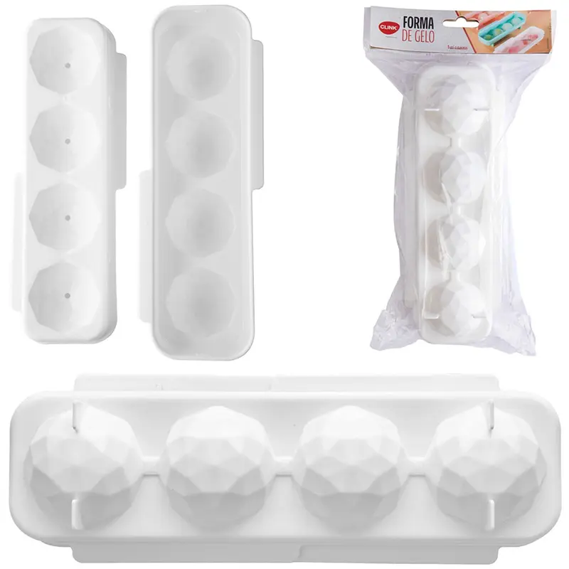 FORMA DE GELO COM 4 CAVIDADES DE PLASTICO COM TAMPA 24,5X8,8X6,5CM NA SOLAPA