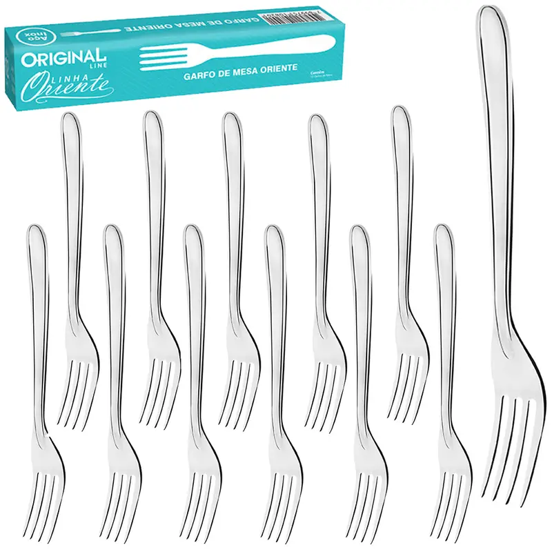 GARFO DE MESA DE INOX ORIENTE COM 12 PECAS 18CM