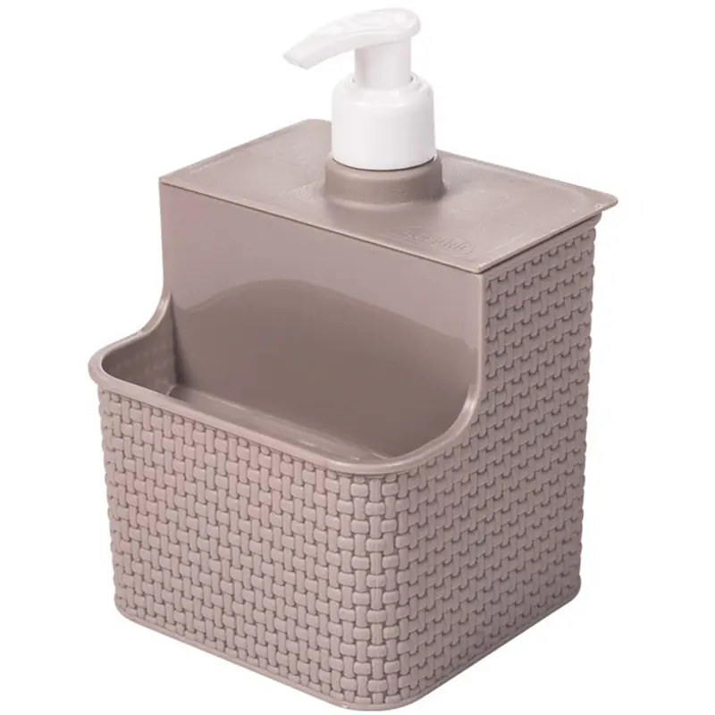DISPENSER PORTA DETERGENTE / ESPONJA DE PLASTICO RATTAN 500ML 16X10,5X10CM