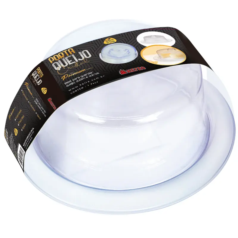 QUEIJEIRA DE ACRILICO COM TAMPA CRISTAL PREMIUM 8X20,5CM DE Ø