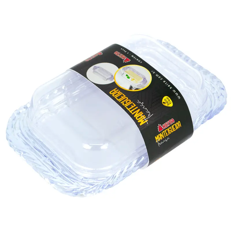 MANTEIGUEIRA DE ACRILICO COM TAMPA TRANCA CRISTAL PREMIUM 18X11X5CM