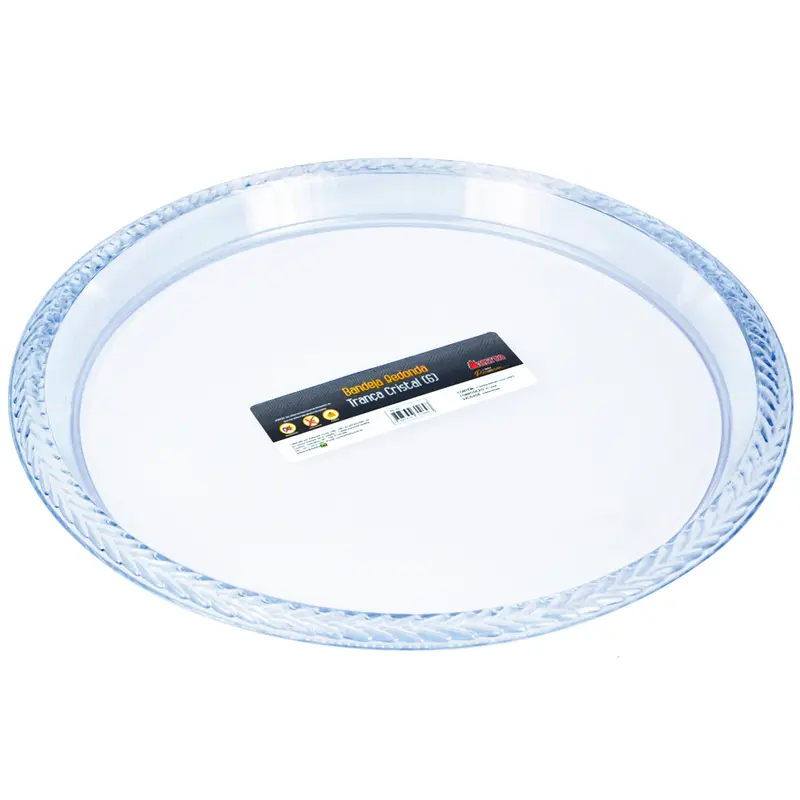 BANDEJA DE ACRILICO REDONDA TRANCA CRISTAL PREMIUM 32,5CM DE Ø