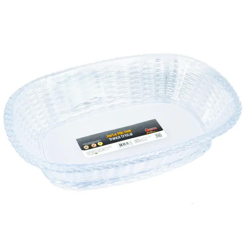 PORTA PAO / TRAVESSA DE ACRILICO OVAL TRANCA CRISTAL PREMIUM 30X21X6,5CM
