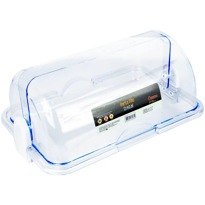 PORTA PAO DE ACRILICO RETANGULAR CRISTAL PREMIUM 31X20,5X13CM